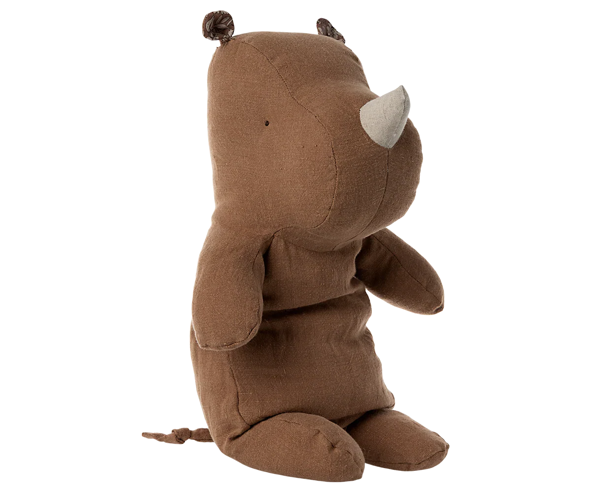 Peluche Rhinocéros, Taille moyenne - Chocolat